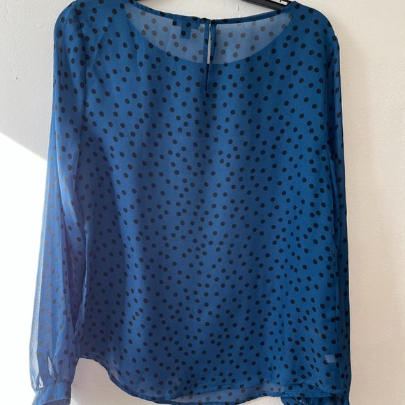 Ann Taylor NWT Chiffon Dot Print Blouse-Long Slv-Size Medium - Picture 4 of 4